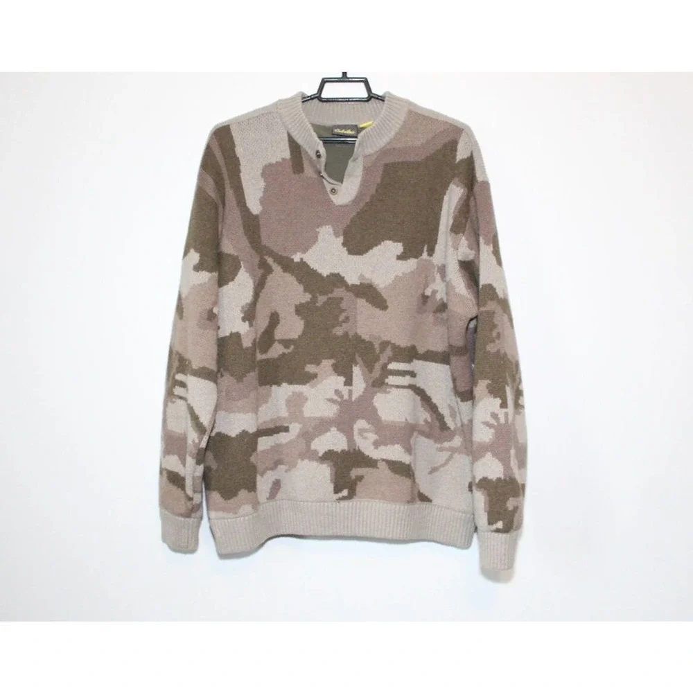 Cabela's Camo Windshear Lined Hunting Sweater Wool Blend Henley Men's 2XL H14293 - Picture 2 of 11